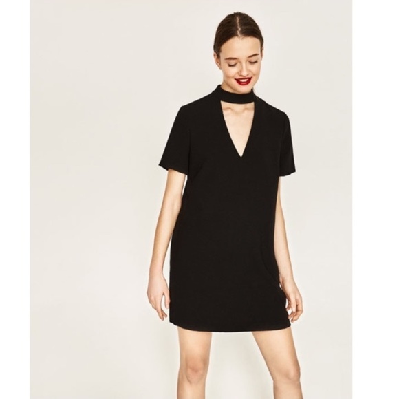 black mini dress zara